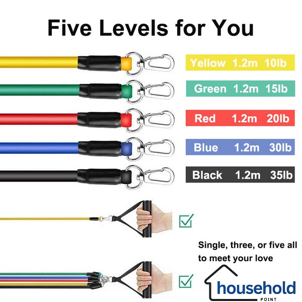11Pcs Fitness Resistance Bands Set