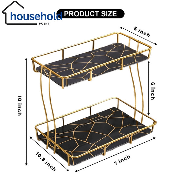 2-Tier Rectangular Golden Vanity Stand