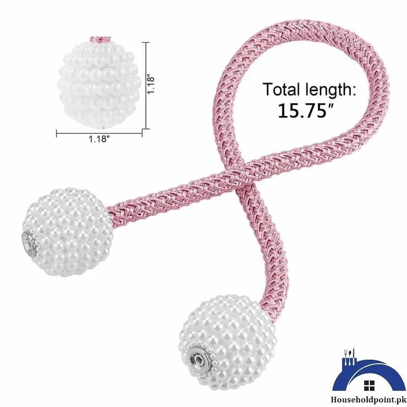 2Pcs Pearl Magnetic Curtain Tie Clips