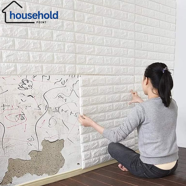 3D Foam Wall Brick Sheets White 16 Pcs