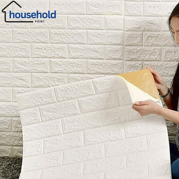 3D Foam Wall Brick Sheets White
