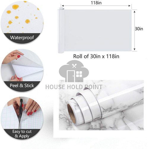 Pack of 3 Self Adhesive Marble Style Waterproof Sticker Sheet 60 x 200 CM