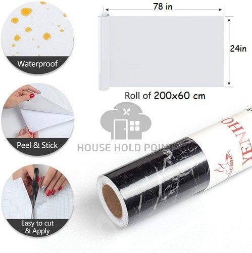 Pack of 3 Self Adhesive Marble Style Waterproof Sticker Sheet 60 x 200 CM