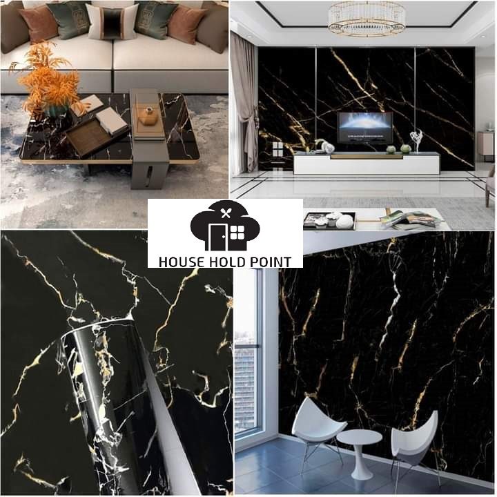 Pack of 3 Self Adhesive Marble Style Waterproof Sticker Sheet 60 x 200 CM