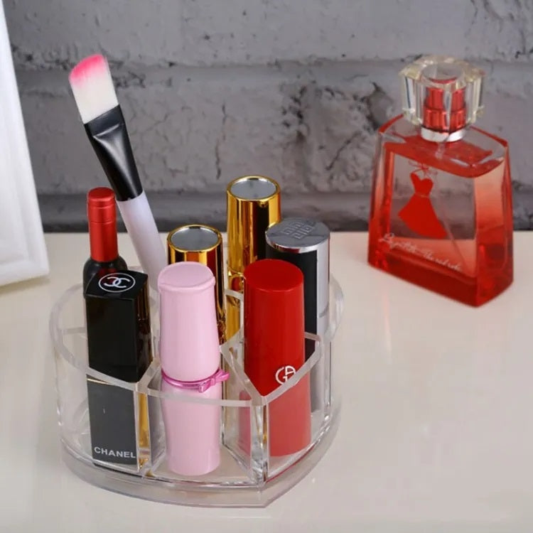 Acrylic Heart Shaped Lipstick Brush Organizer