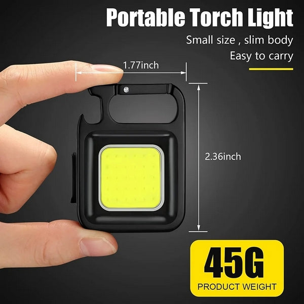 COB Rechargeable Mini Super Bright Multi Purpose LED Flashlight Keychain