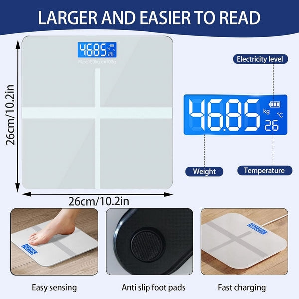 Tempered Glass Digital Body Weight Scale – 180KG Capacity