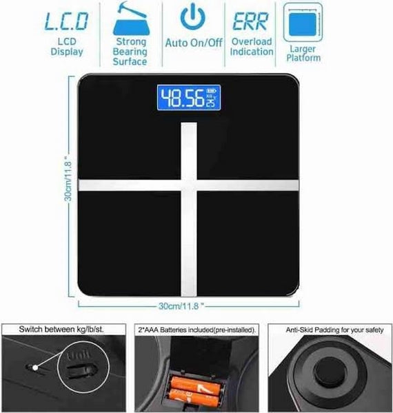 Tempered Glass Digital Body Weight Scale – 180KG Capacity