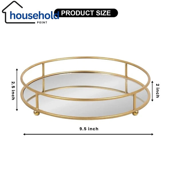 Glassy Golden Vanity Display With Mirror