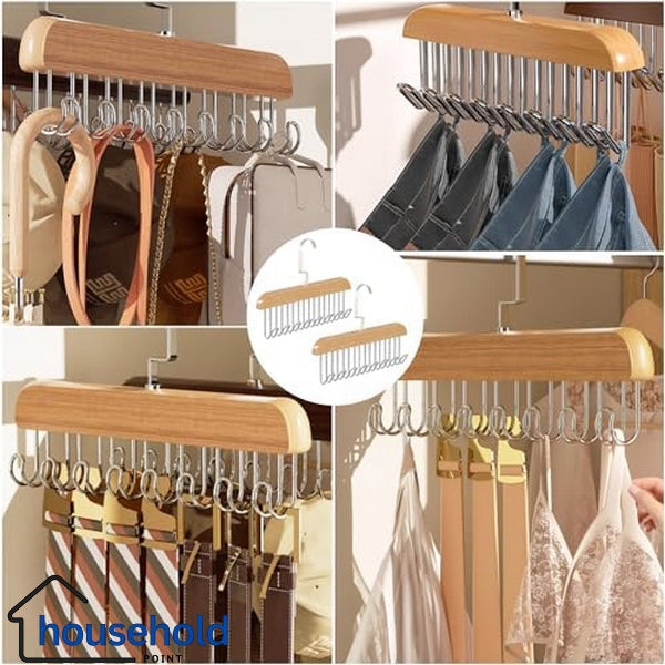 Multi Purpose Wooden Hook Hanger (Pack Of 4)