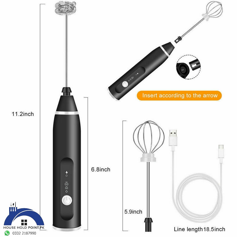 Rechargeable 2-in-1 Coffee Egg Beater and Frother