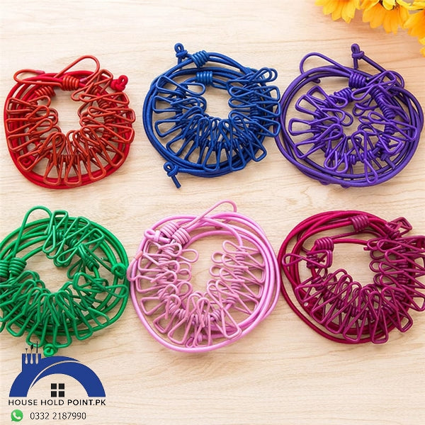 Retractable Clothes Drying Rope With 12 Clips