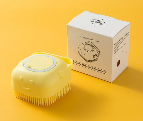 Silicone Bath Body Brush Featuring a Built-In Liquid Soap Dispenser