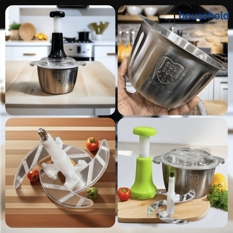Stainless Steel Hand Push Chopper 2L