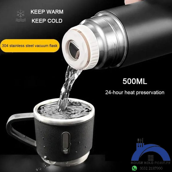 Three-in-One Hot & Cold Thermal Flask Set with Matching Cups