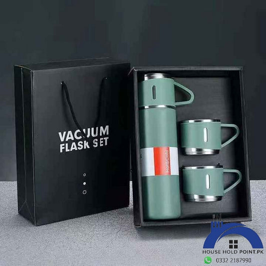 Three-in-One Hot & Cold Thermal Flask Set with Matching Cups