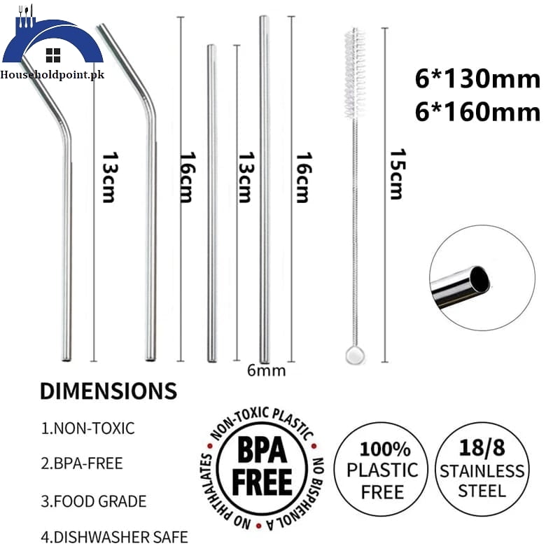 4Pcs Steel Straw Set With Brush