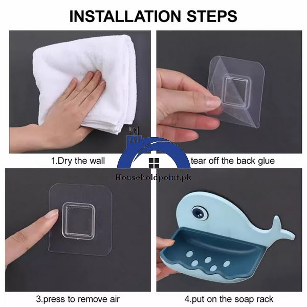 Stick On Whale Soap Dish New