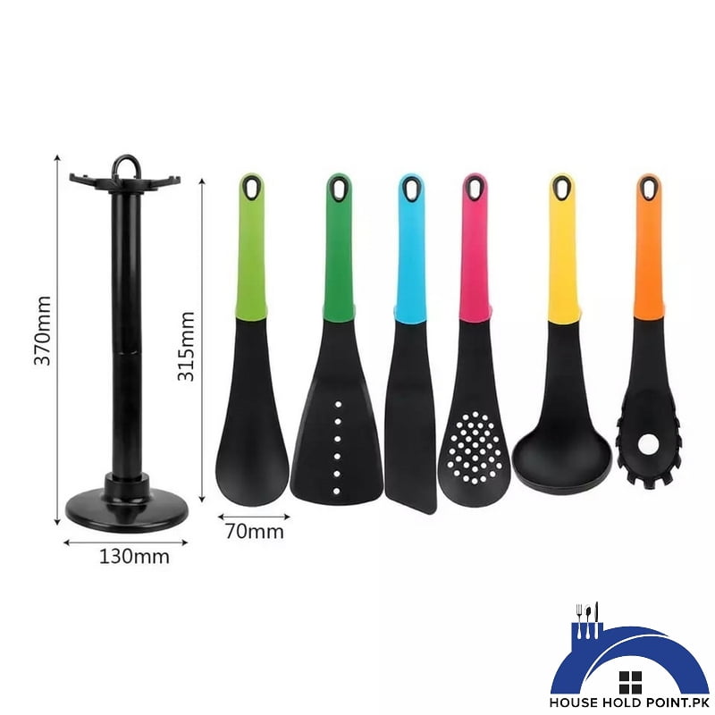 Nylon Non Stick Spoon Set with Stand