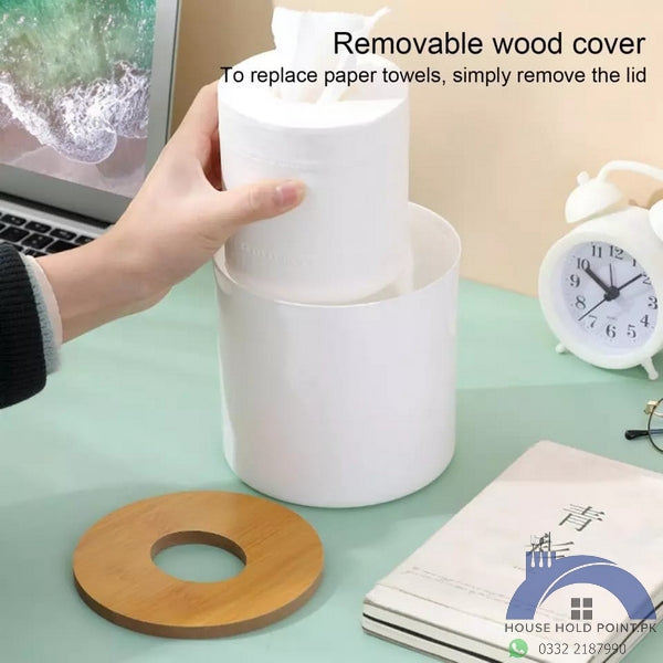 Bamboo Lid Tissue Roll Holder