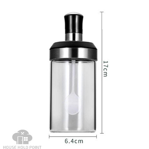 Glass Oil Bottle With Spoon