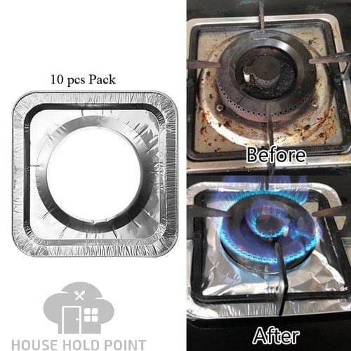 10pcs Aluminum Foil Square Stove Burner Covers Default Title