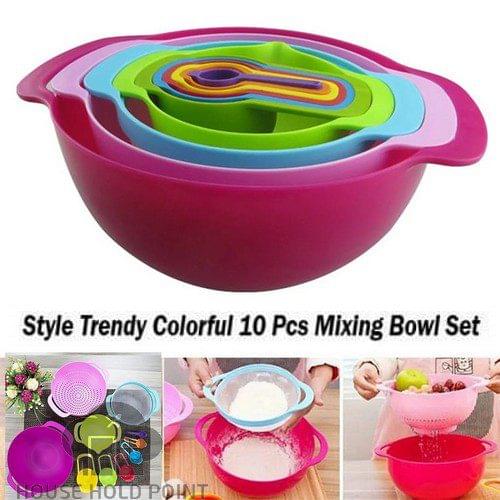 10pcs Mixing Bowl & Spoon Set Default Title