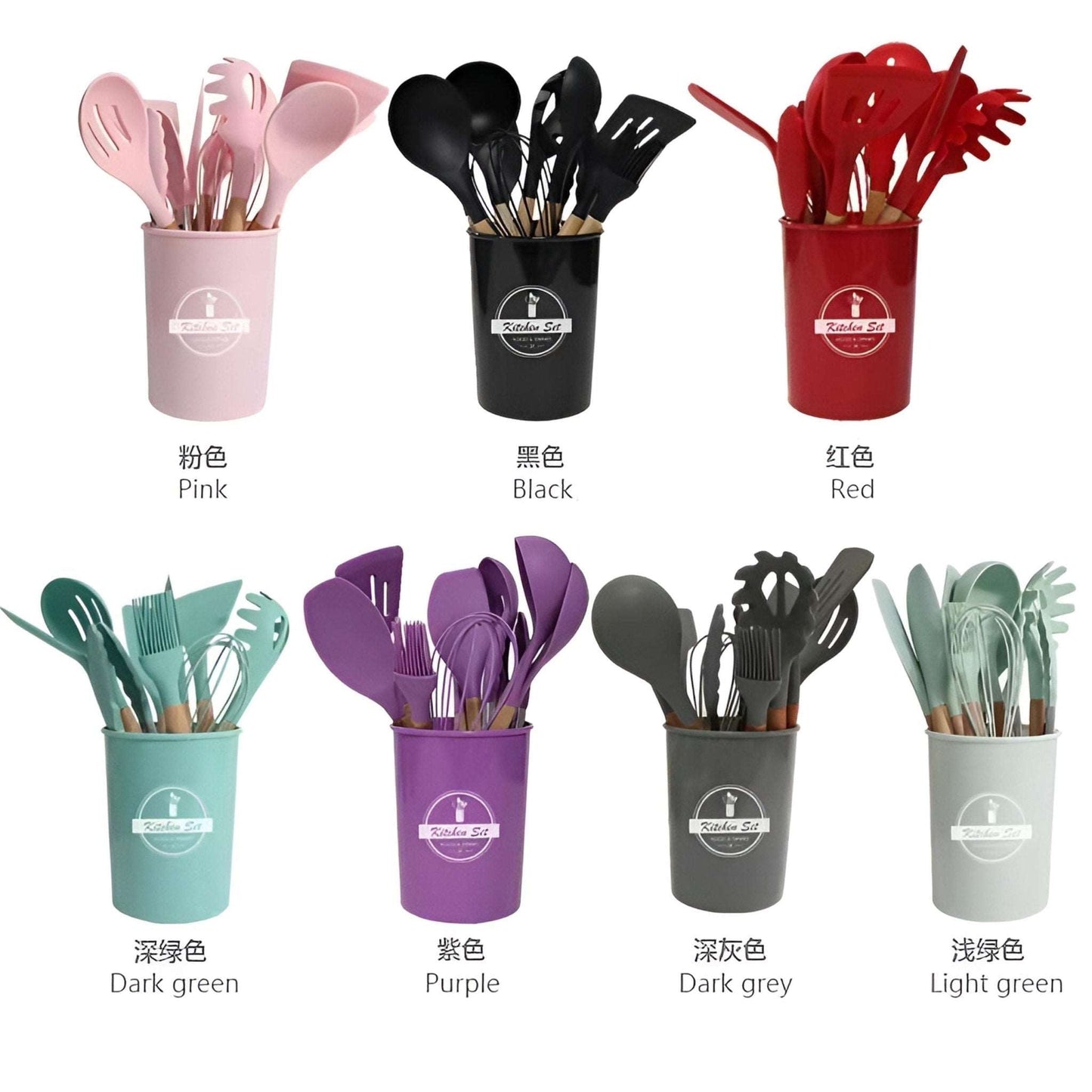 12pcs Silicone Cooking Utensil Spoon Set Random Color