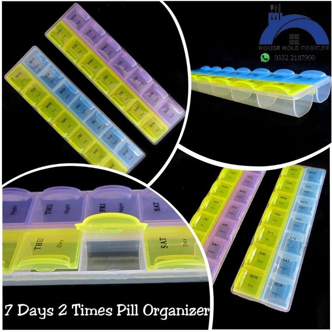 14 Grid Medicine Organizer Pill Box (Pack Of 2)