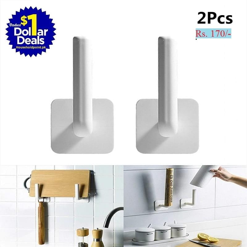 2 Pcs Stick On Handle Hooks Default Title