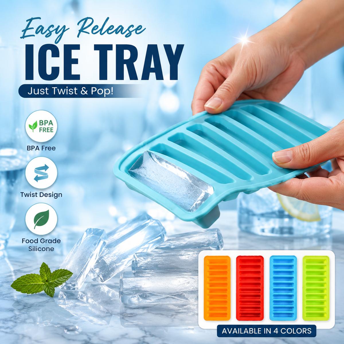 Soft Silicone Ice Stick Tray Pack Of 2 - House Hold Point