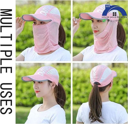 2 in 1 Sun Protection Cap & Mask (Black Color)