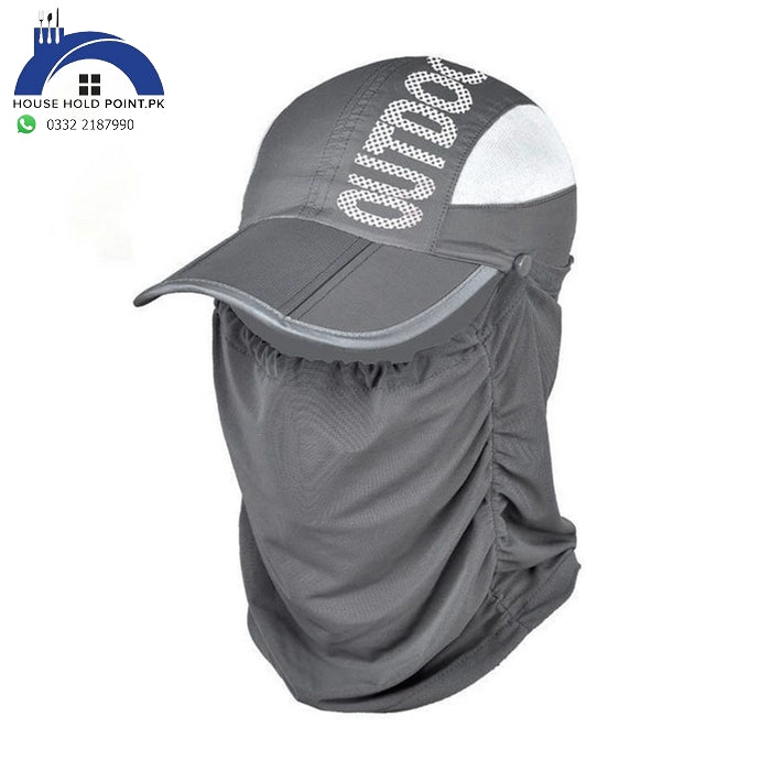 2 in 1 Sun Protection Cap & Mask (Black Color) Single