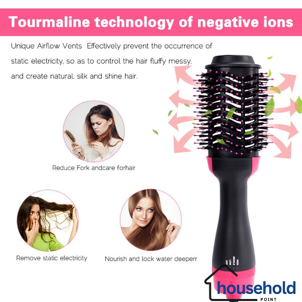 3-in-1 Hair Dryer & Hot Air Brush: Styler, Straightener, and Curler