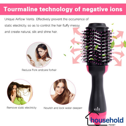 3-in-1 Hair Dryer & Hot Air Brush: Styler, Straightener, and Curler