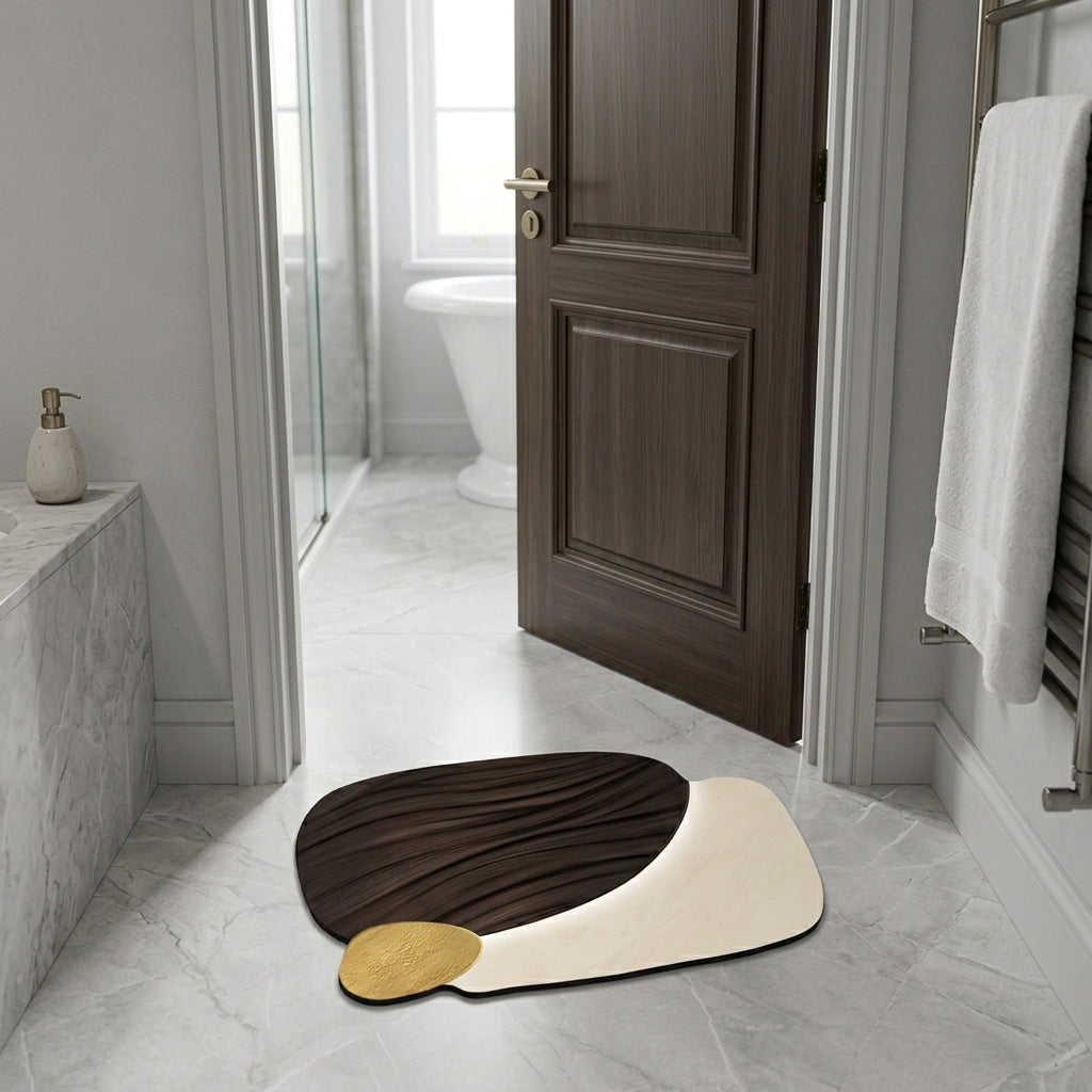 Absorbent Non-Slip Bathroom Mat – 3D Abstract Design