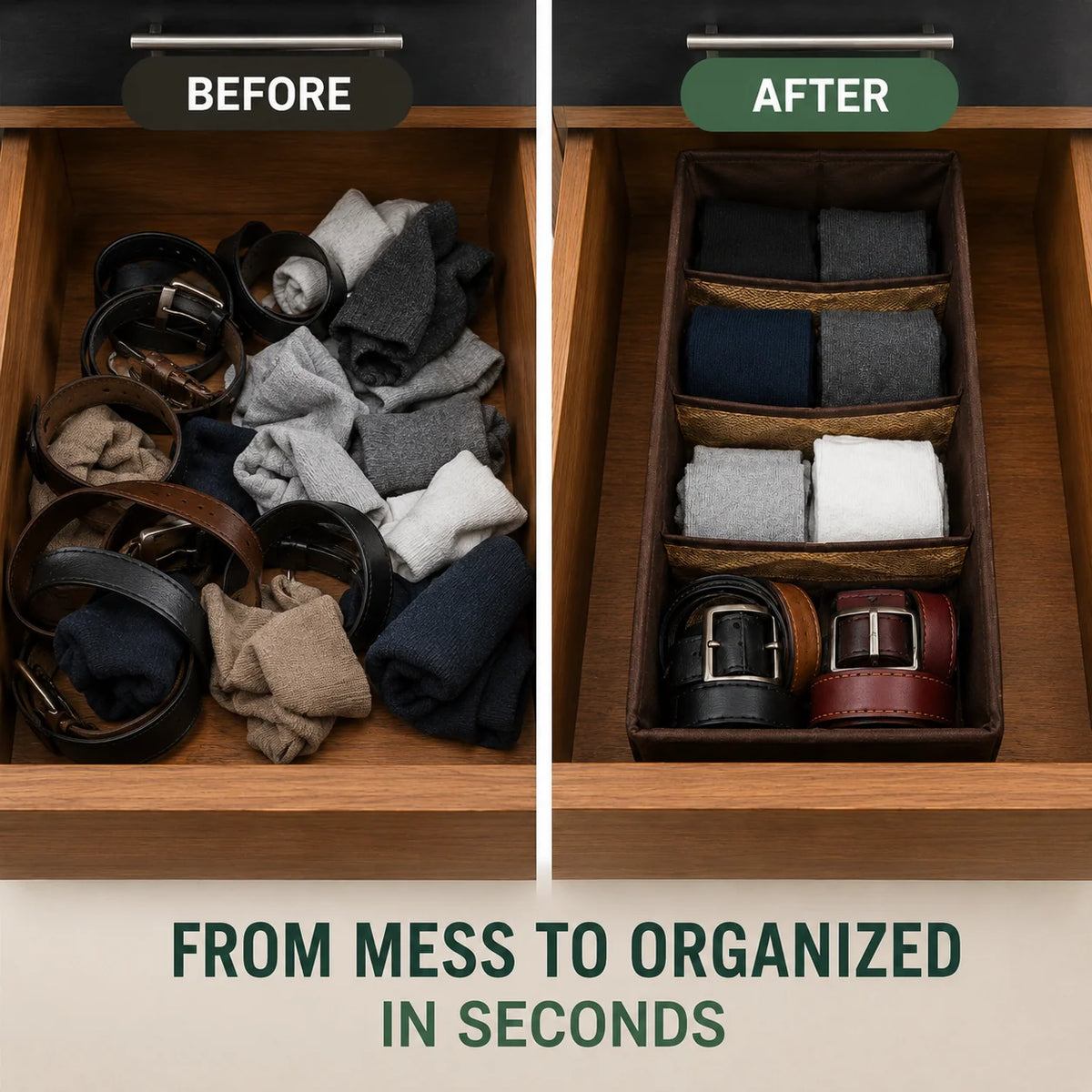 4-Grid Foldable Drawer & Accessories Organizer