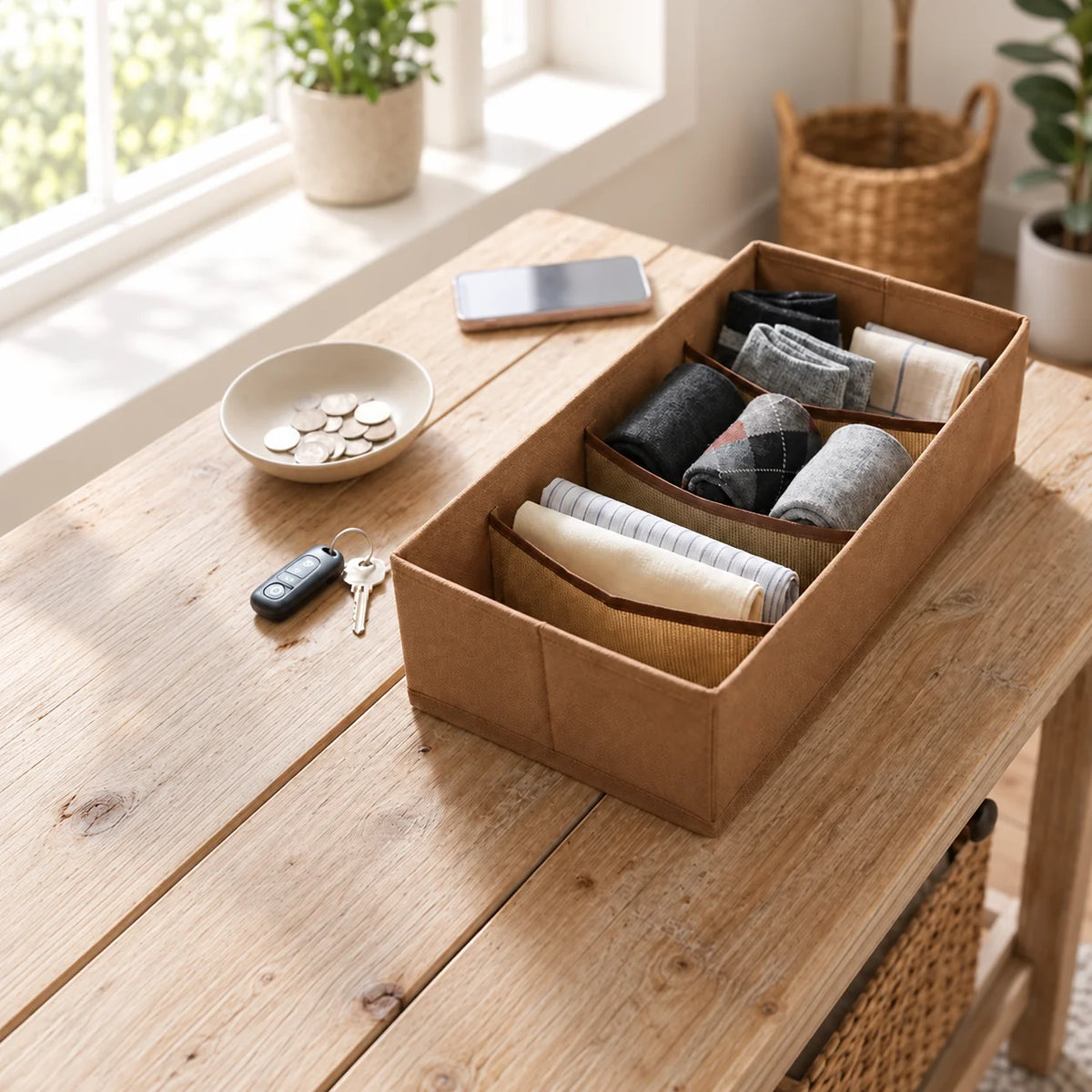 4-Grid Foldable Drawer & Accessories Organizer