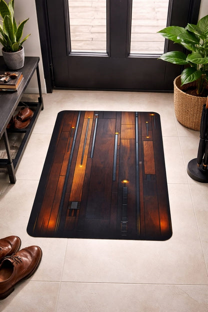 Super Absorbent Non-Slip Bathroom Floor Mat Wooden Design