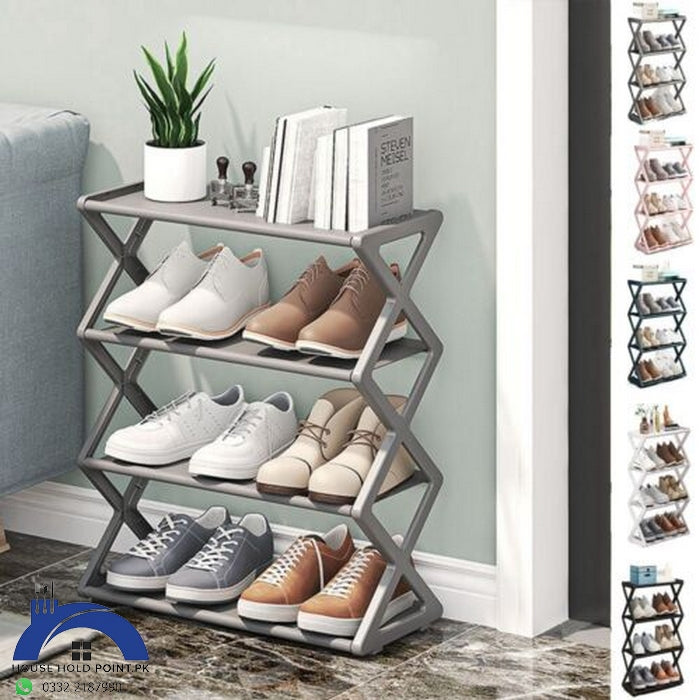 4 Layer X Shape Fashion Shoe Rack