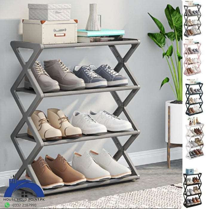 4 Layer X Shape Fashion Shoe Rack