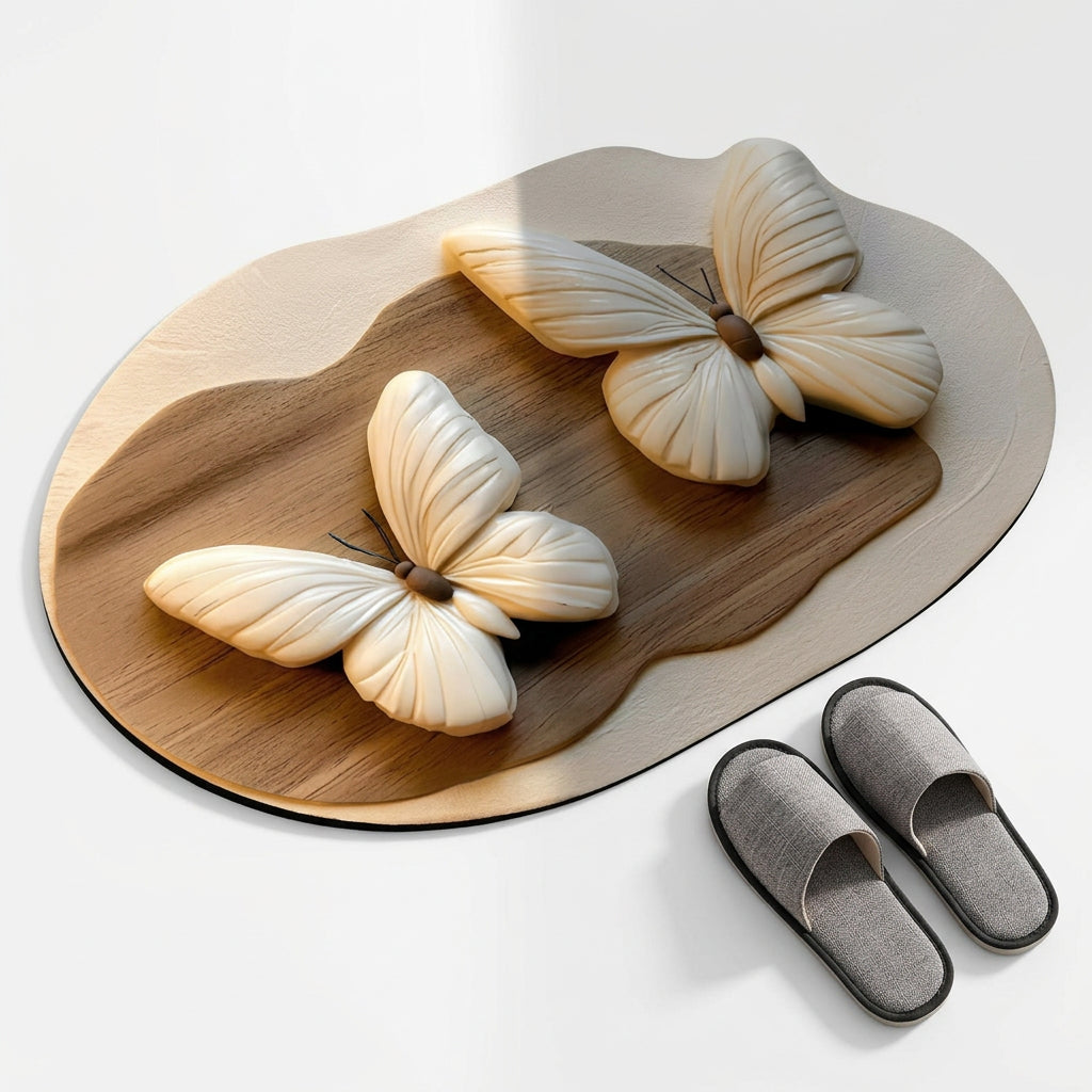 Absorbent Non-Slip Bathroom Mat – 3D Butterfly Design