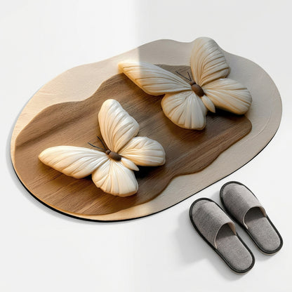 Absorbent Non-Slip Bathroom Mat – 3D Butterfly Design