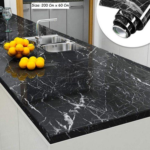 Marble Style Sticker Sheet 60 x 200 CM Black