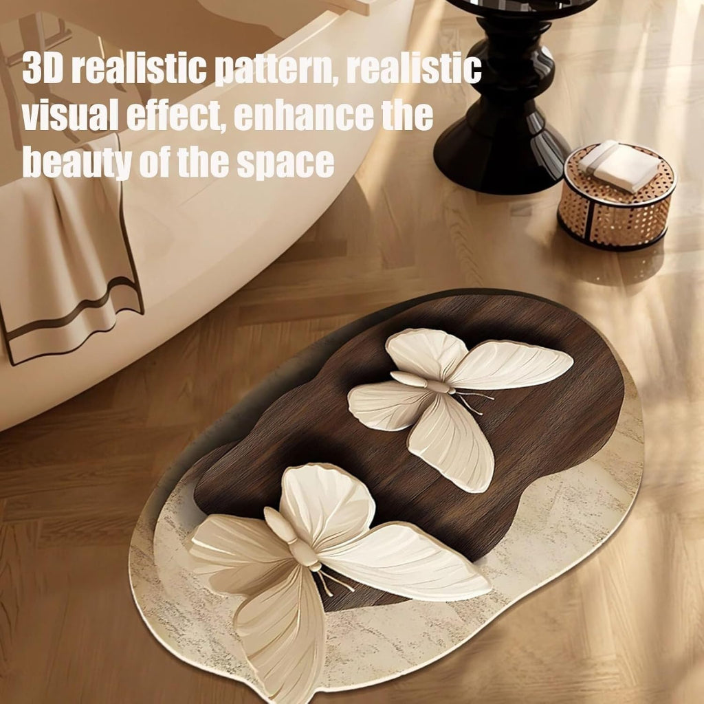 Absorbent Non-Slip Bathroom Mat – 3D Butterfly Design