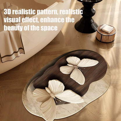 Absorbent Non-Slip Bathroom Mat – 3D Butterfly Design