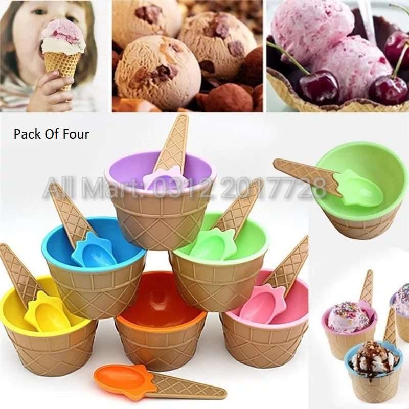 Pack Of 4 Ice Cream Bowls With Spoons