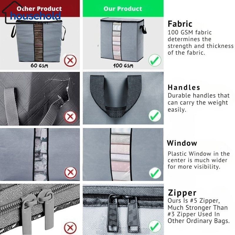 Heavy-duty Space Saving Grey Blanket Bags 120 GSM