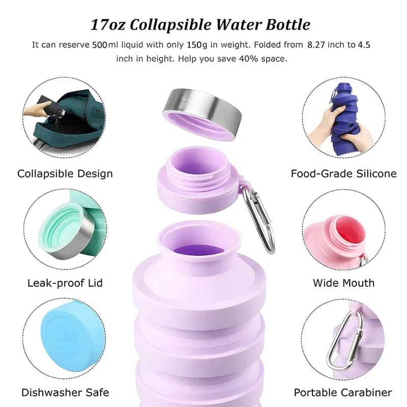 Collapsible Silicone Water Bottle 500 ML