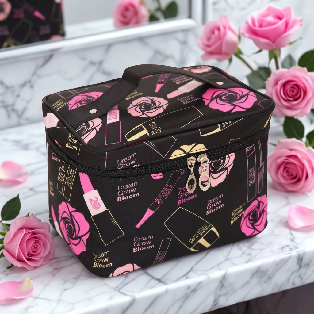 Travel Makeup & Toiletry Pouch – Floral Cosmetic Organizer